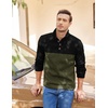 COOFANDY Men’s Casual Pullover Sweater Quarter Button Fleece Sweatshirt Knitted Thermal Sweaters(Black Patchwork Army Green)