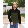 COOFANDY Men’s Casual Pullover Sweater Quarter Button Fleece Sweatshirt Knitted Thermal Sweaters(Black Patchwork Army Green)