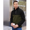 COOFANDY Men’s Casual Pullover Sweater Quarter Button Fleece Sweatshirt Knitted Thermal Sweaters(Black Patchwork Army Green)