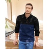 COOFANDY Men’s Casual Pullover Sweater Quarter Button Fleece Sweatshirt Knitted Thermal Sweaters(Black Patchwork Navy Blue)