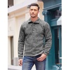 COOFANDY Men’s Casual Pullover Sweater Quarter Button Fleece Sweatshirt Knitted Thermal Sweaters(Black and White)