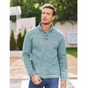 COOFANDY Men’s Casual Pullover Sweater Quarter Button Fleece Sweatshirt Knitted Thermal Sweaters(Mint Green Heather)