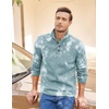 COOFANDY Men’s Casual Pullover Sweater Quarter Button Fleece Sweatshirt Knitted Thermal Sweaters(Mint Green Heather)