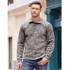 COOFANDY Men’s Casual Pullover Sweater Quarter Button Fleece Sweatshirt Knitted Thermal Sweaters(Pale Grey)