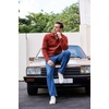 COOFANDY Men’s Casual Pullover Sweater Quarter Button Fleece Sweatshirt Knitted Thermal Sweaters(Wine Red)