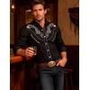COOFANDY Men’s Cowboy Shirtss Embroidered Rose Design Shirts Western Long Sleeve Button Down Shirts(Black)