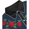 COOFANDY Men’s Cowboy Shirtss Embroidered Rose Design Shirts Western Long Sleeve Button Down Shirts(Black (Retro Rose))