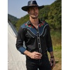 COOFANDY Men’s Cowboy Shirtss Embroidered Rose Design Shirts Western Long Sleeve Button Down Shirts(Black (Retro Rose))
