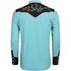 COOFANDY Men’s Cowboy Shirtss Embroidered Rose Design Shirts Western Long Sleeve Button Down Shirts(Blue (Retro Rose))