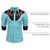 COOFANDY Men’s Cowboy Shirtss Embroidered Rose Design Shirts Western Long Sleeve Button Down Shirts(Blue (Retro Rose))