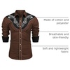 COOFANDY Men’s Cowboy Shirtss Embroidered Rose Design Shirts Western Long Sleeve Button Down Shirts(Brown)