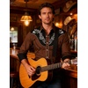 COOFANDY Men’s Cowboy Shirtss Embroidered Rose Design Shirts Western Long Sleeve Button Down Shirts(Brown)