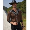 COOFANDY Men’s Cowboy Shirtss Embroidered Rose Design Shirts Western Long Sleeve Button Down Shirts(Brown)