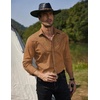 COOFANDY Men’s Cowboy Shirtss Embroidered Rose Design Shirts Western Long Sleeve Button Down Shirts(Light Brown)