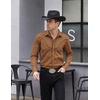COOFANDY Men’s Cowboy Shirtss Embroidered Rose Design Shirts Western Long Sleeve Button Down Shirts(Light Brown)