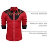 COOFANDY Men’s Cowboy Shirtss Embroidered Rose Design Shirts Western Long Sleeve Button Down Shirts(Red (Retro Rose))