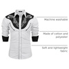 COOFANDY Men’s Cowboy Shirtss Embroidered Rose Design Shirts Western Long Sleeve Button Down Shirts(White)