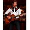 COOFANDY Men’s Cowboy Shirtss Embroidered Rose Design Shirts Western Long Sleeve Button Down Shirts(White (Retro Rose))