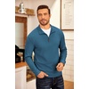COOFANDY Men’s Fleece Quarter Zip Pullover Long Sleeve Mock Neck Sweatshirt(Solid Blue Gray)
