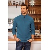 COOFANDY Men’s Fleece Quarter Zip Pullover Long Sleeve Mock Neck Sweatshirt(Solid Blue Gray)