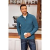 COOFANDY Men’s Fleece Quarter Zip Pullover Long Sleeve Mock Neck Sweatshirt(Solid Blue Gray)