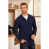 COOFANDY Men’s Fleece Quarter Zip Pullover Long Sleeve Mock Neck Sweatshirt(Solid Deep Blue)