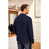 COOFANDY Men’s Fleece Quarter Zip Pullover Long Sleeve Mock Neck Sweatshirt(Solid Deep Blue)