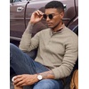 COOFANDY Mens Henley Shirts Long Sleeve Button T Shirts Casual Pullover Tee(A – Heather Khaki)