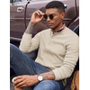 COOFANDY Mens Henley Shirts Long Sleeve Button T Shirts Casual Pullover Tee(Beige)