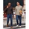 COOFANDY Mens Henley Shirts Long Sleeve Button T Shirts Casual Pullover Tee(Brown)