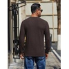 COOFANDY Mens Henley Shirts Long Sleeve Button T Shirts Casual Pullover Tee(Brown)