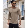 COOFANDY Men’s Henley Shirts Long Sleeve Button T-Shirt Lightweight Fashion Casual Pullover Shirt(Dark Khaki)