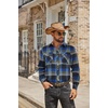 COOFANDY Mens Lightweight Flannel Long Sleeve Casual Work Plaid Shirts(A Plaid-green Blue Plaid)