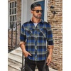 COOFANDY Mens Lightweight Flannel Long Sleeve Casual Work Plaid Shirts(A Plaid-green Blue Plaid)