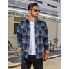 COOFANDY Mens Lightweight Flannel Long Sleeve Casual Work Plaid Shirts(A Plaid-green Blue Plaid)