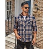 COOFANDY Mens Lightweight Flannel Long Sleeve Casual Work Plaid Shirts(A Plaid-navy Khaki Plaid)