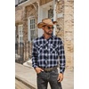 COOFANDY Mens Lightweight Flannel Long Sleeve Casual Work Plaid Shirts(Plaid-black & Navy)
