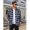 COOFANDY Mens Lightweight Flannel Long Sleeve Casual Work Plaid Shirts(Plaid-black & Navy)