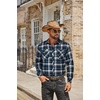 COOFANDY Mens Lightweight Flannel Long Sleeve Casual Work Plaid Shirts(Plaid-grey&green&navy)