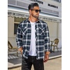 COOFANDY Mens Lightweight Flannel Long Sleeve Casual Work Plaid Shirts(Plaid-grey&green&navy)