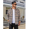 COOFANDY Mens Lightweight Flannel Long Sleeve Casual Work Plaid Shirts(Plaid-khaki)