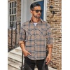 COOFANDY Mens Lightweight Flannel Long Sleeve Casual Work Plaid Shirts(Plaid-khaki)