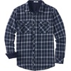 COOFANDY Mens Lightweight Flannel Long Sleeve Casual Work Plaid Shirts(Plaid-navy Blue & White)