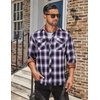 COOFANDY Mens Lightweight Flannel Long Sleeve Casual Work Plaid Shirts(Plaid-purple)