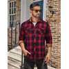 COOFANDY Mens Lightweight Flannel Long Sleeve Casual Work Plaid Shirts(Plaid-red)