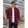 COOFANDY Mens Lightweight Flannel Long Sleeve Casual Work Plaid Shirts(Plaid-red)