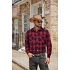 COOFANDY Mens Lightweight Flannel Long Sleeve Casual Work Plaid Shirts(Plaid-red)