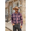 COOFANDY Mens Lightweight Flannel Long Sleeve Casual Work Plaid Shirts(Plaid-red Navy White)