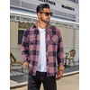 COOFANDY Mens Lightweight Flannel Long Sleeve Casual Work Plaid Shirts(Plaid-red Navy White)