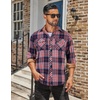 COOFANDY Mens Lightweight Flannel Long Sleeve Casual Work Plaid Shirts(Plaid-red Navy White)